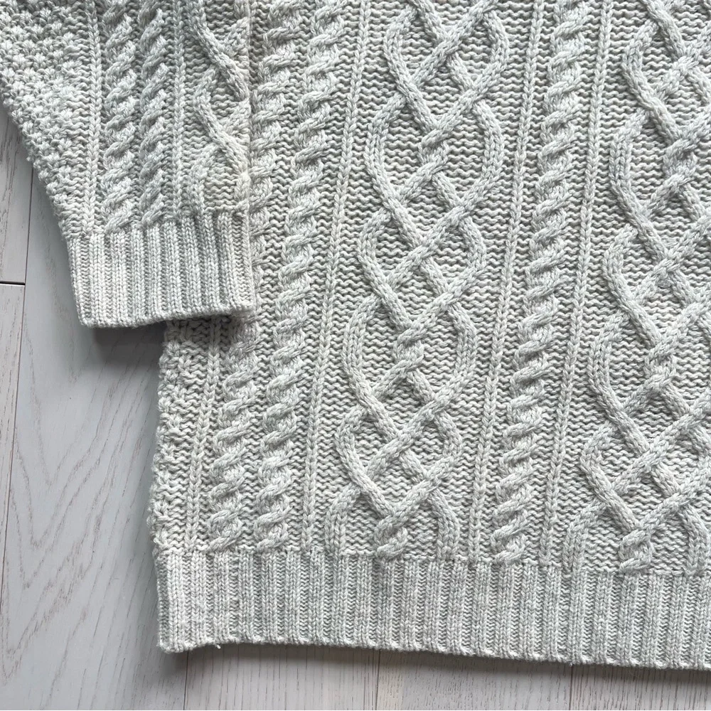 Vintage Doogan Donegal Cream 100% Wool Aran fisherman cable knit Irish sweater - Picture 3 of 13